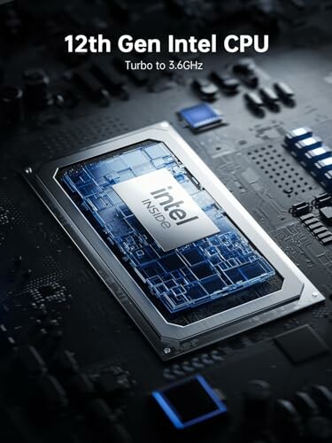 Close-up of 12th Gen Intel CPU on motherboard