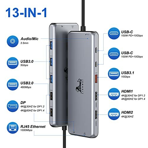 LIONWEI 13 in 1 USB C Docking Station