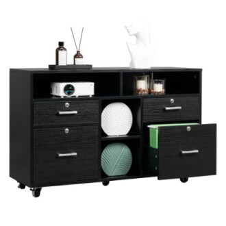 VINGLI Wood Mobile File Cabinet