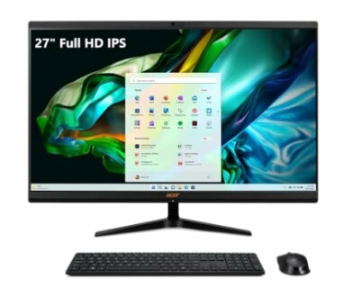 Acer 27-inch Full HD IPS monitor with keyboard and mouse