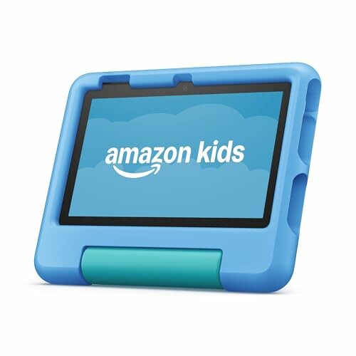 Amazon Kids tablet with blue protective case.