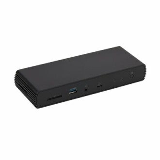 Black rectangular docking station with multiple ports