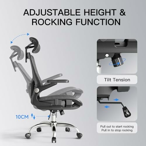 Ergonomic office chair with adjustable height and rocking function.