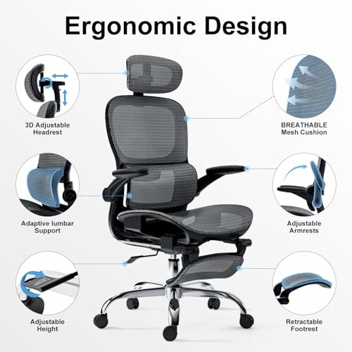 Ergonomic office chair with adjustable features and mesh design.