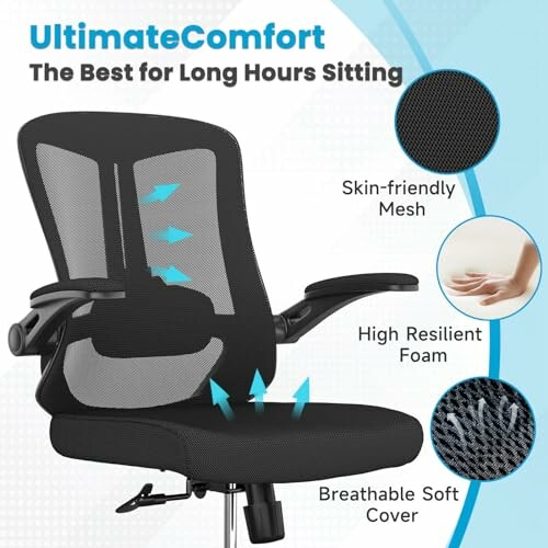 Ergonomic office chair with mesh back and soft cover.