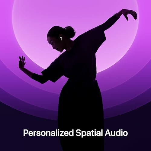 Silhouette of a person dancing with earbuds against a purple background