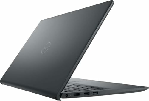 Sleek modern laptop partially open