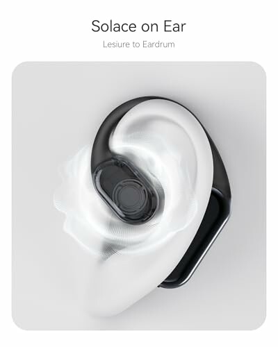 Earbud fitting into an ear with sound waves illustration