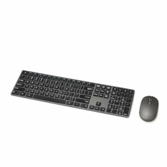 Wireless keyboard and mouse set on white background